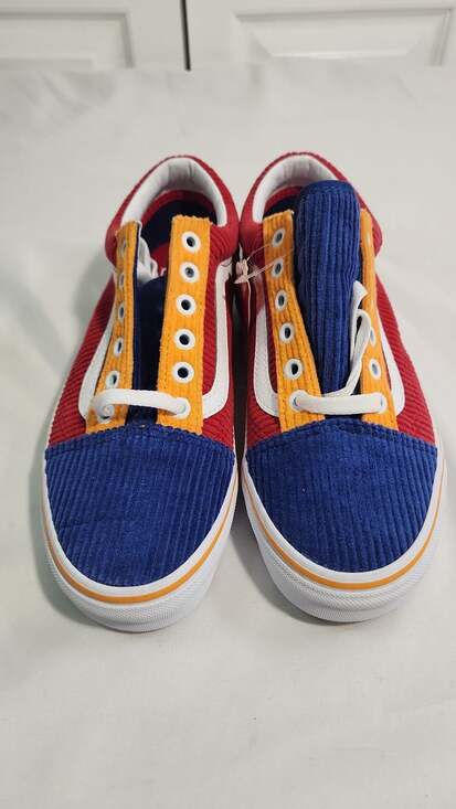 Vans Other - Vans Old Skool Corduroy Multi Color Block Primary Red Blue Orange